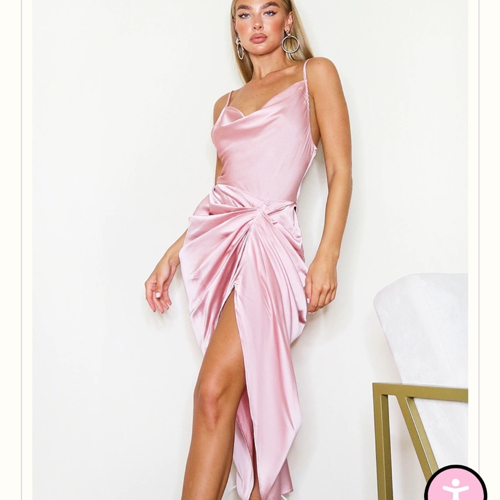 PrettyLittleThing Blush Satin Dress